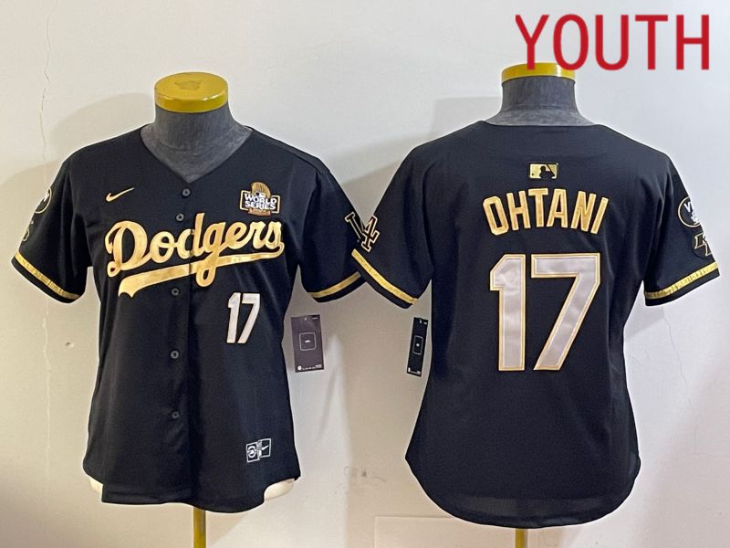 Youth Los Angeles Dodgers #17 Ohtani Black Gold Game 2024 Nike MLB Jersey style 12093